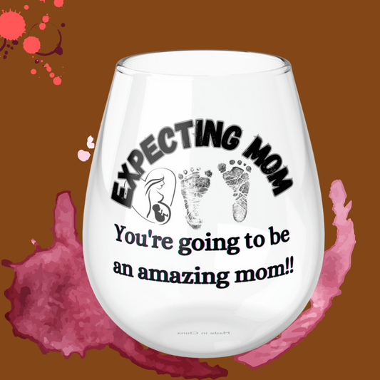 Make your Gift unforgettable with our Expecting Mom Stemless Wine Glass, 11.75oz